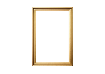 gold thin picture frame isolated on white or transparent png