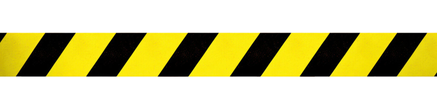 black and yellow protection or construction border line band isolated on white or transparent png