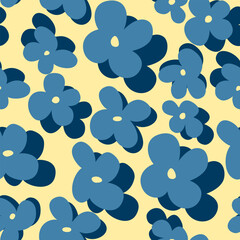 Hand drawn floral pattern, bold stylized flower seamless design for fabric, digital paper