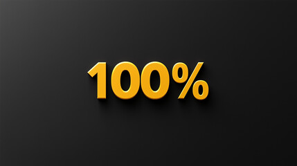 A gold 100% sign on a black background. The sign is made of gold and has a shiny appearance