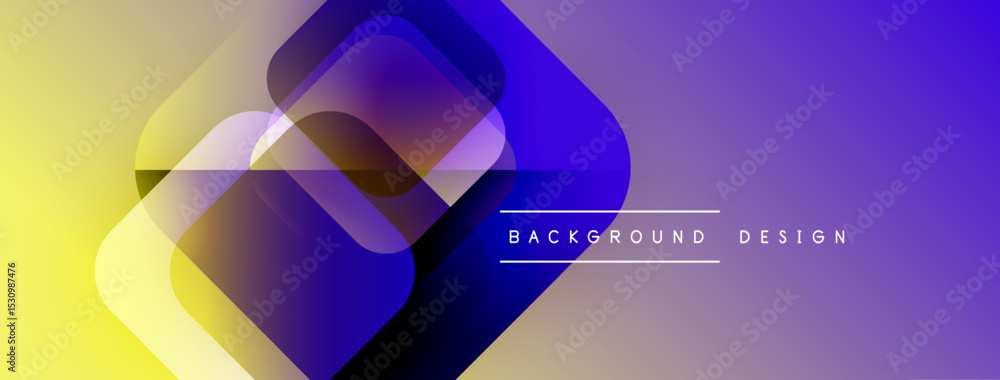 Poster Abstract gradient shapes overlap. Yellow, purple hues create modern visual effect. Text reads background design. Simple, clean aesthetic.