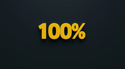 A gold 100% sign on a black background. The sign is made of gold and has a shiny appearance
