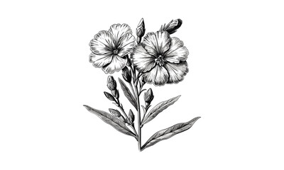 Vintage Engraving Flower Dianthus Chinensis Heddewigii Flore Pleno, Vector Illustration, Floral Art, Nature Artwork, Botanical Design, Retro Illustrations, Flower Sketches, Fine Art Prints.