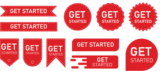 Get Started Button Vector – Call-to-Action Label, Web UI Badge, Marketing Banner Design
