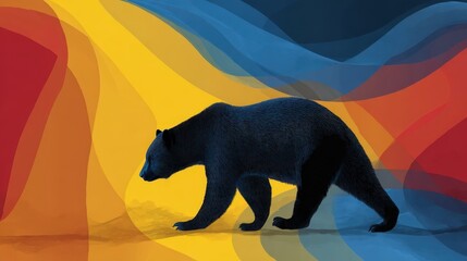 Andean bear silhouette symbolizing national identity with yellow blue red colors of the flag