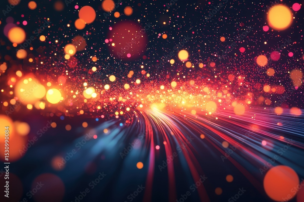 Poster abstract image of colorful blurred lights and lines on dark background. great for backgrounds, banne
