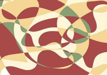Fondo horizontal y abstracto de formas curvas rojo, amarillo y verde