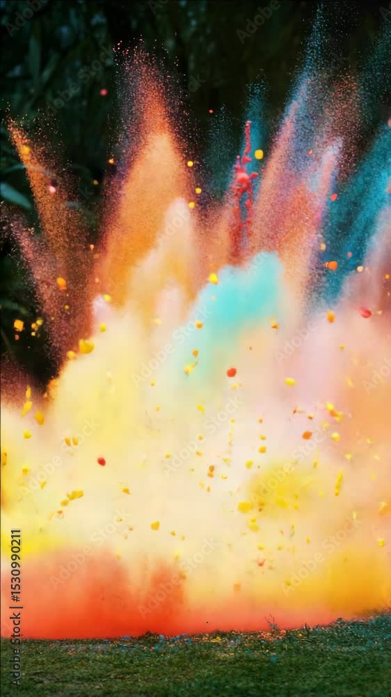 Poster vivid burst of fireworks with multicolored sparkling effect