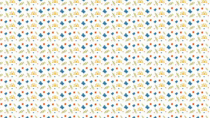 Seamless Pattern Tropical Summer Beach Vibes Nature Background with Leaves Sun and Shells