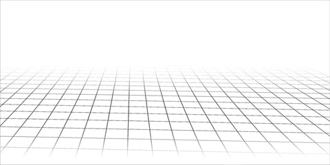 Technology wireframe landscape. Vector perspective grid. Digital space. Mesh on a white background.