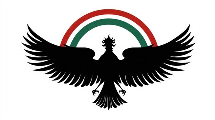 Symbolic representation of the mythical turul bird in silhouette showcasing national colors