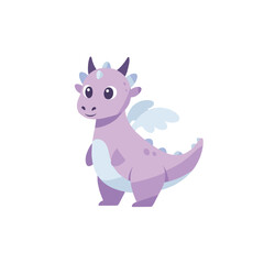 Fototapeta premium Cute pastel purple cartoon dragon with small wings and tail