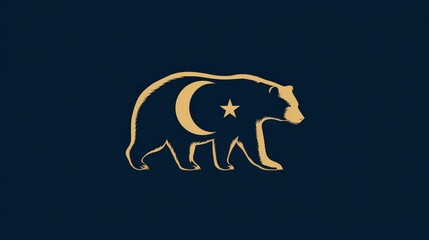 Silhouette of a bear symbolizing a country against a dark blue background with cultural associations and flag colors