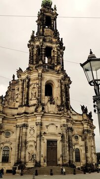 Kathedrale St. Trinitatis dresden details and general view vertical footage