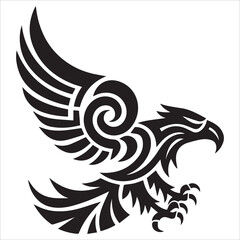 Fototapeta premium Tribal Eagle Silhouette Vector,eagle in flight vector art illustration,