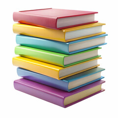 Stack of Colorful Books Isolated on White Background