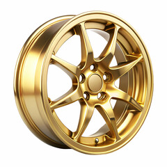 Gold Alloy Car Wheel Isolated White Background alloy wheel