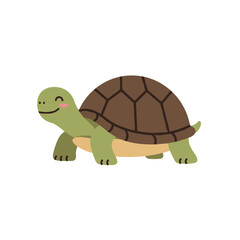 Fototapeta premium Cartoon turtle with a happy expression and segmented shell