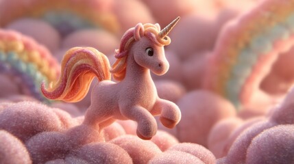 Pink Unicorn in a Dreamy Cloudland