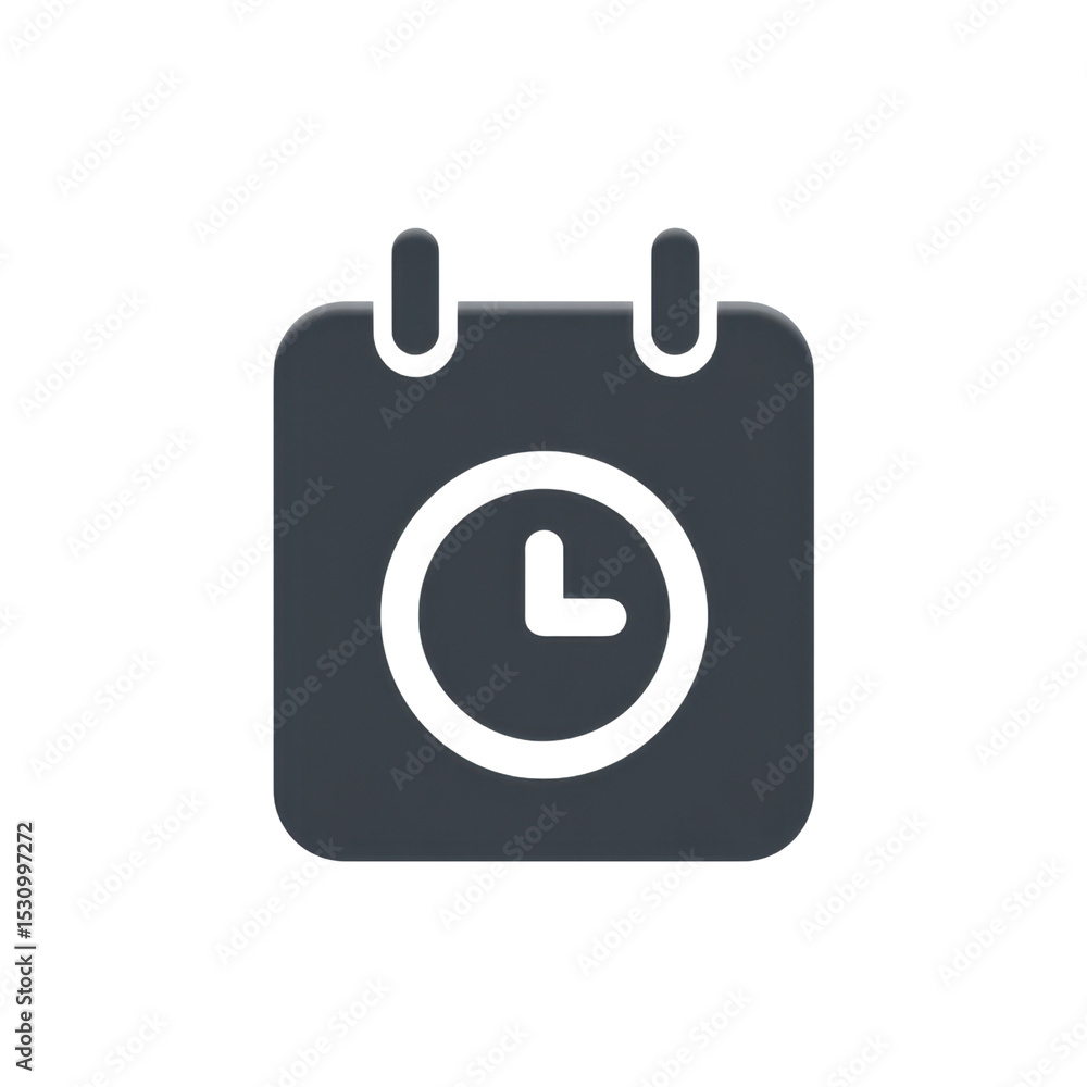Poster calendar icon with clock symbol representing time management and scheduling in a modern digital desi