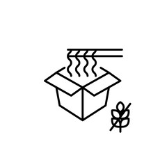 Chinese or Japanese takeaway box, noodles and chopsticks and gluten free symbol. Dietary restrictions, food labelling. Pixel perfect, editable stroke vector icon