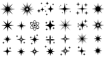 Shiny Sparkle Icon Set – Vector Twinkle and Blink Star Clipart for Logo and Design