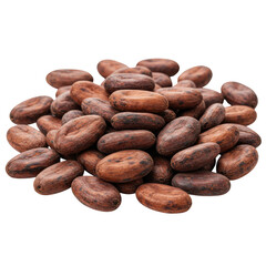 Obraz premium Pile of raw cacao beans isolated on transparent background
