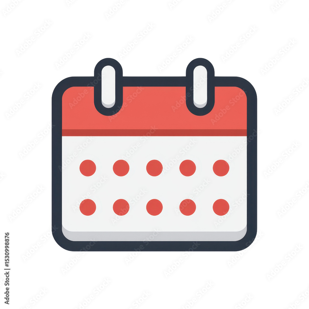 Poster minimalist calendar icon featuring red and white color scheme, perfect for digital and print project