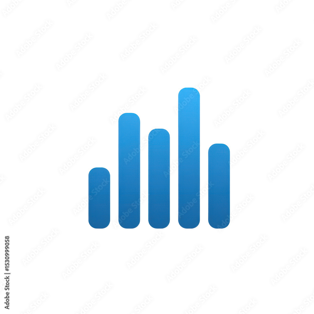 Poster abstract representation of blue bar graph design for data visualization and statistical analysis in 