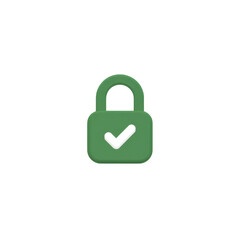 Green Lock Icon with Check Mark Indicating Security and Safety in Digital Contexts and Online Transactions Transparent background or png