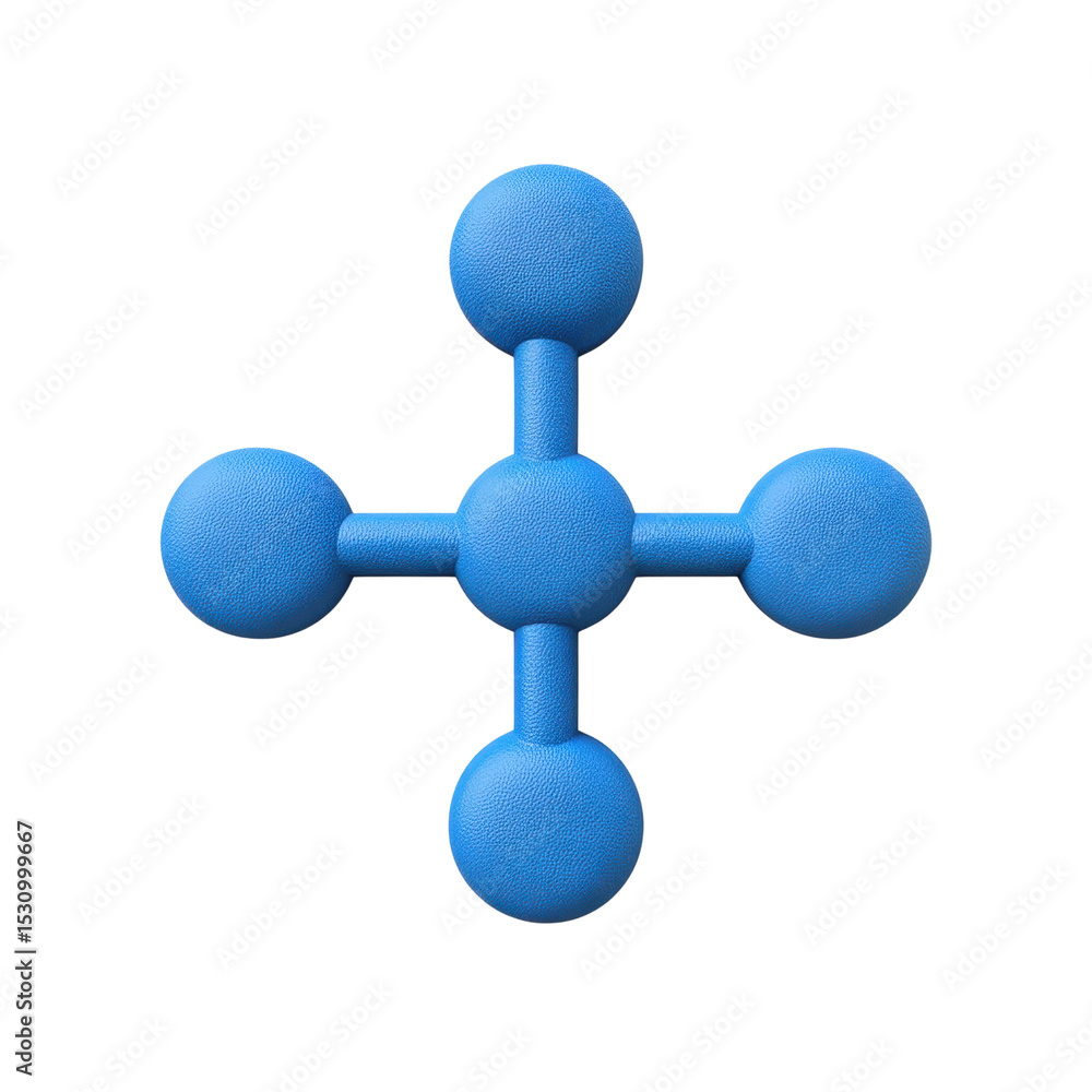 Aufkleber blue abstract sphere structure with four attached spheres ideal for science and education background