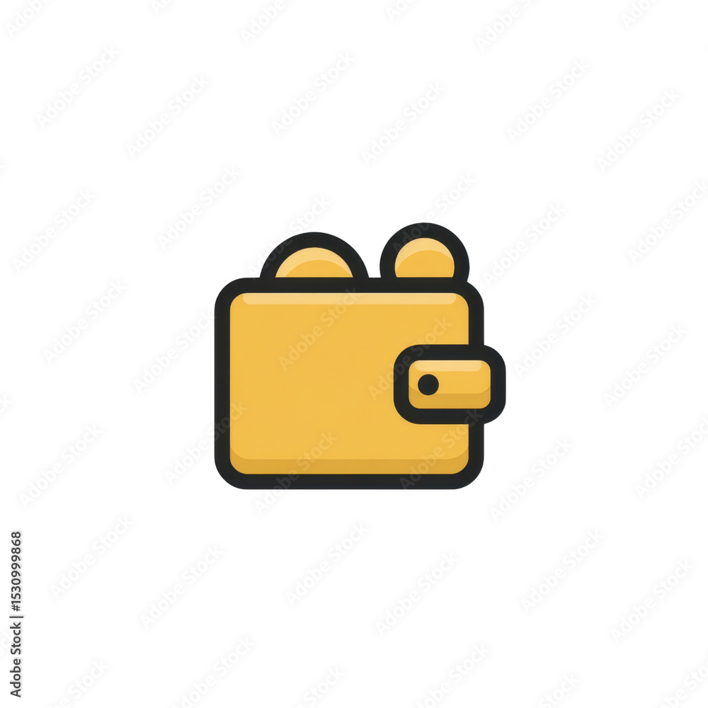 Poster simple and modern yellow wallet icon with minimalist design for digital applications and websites tr