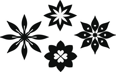 Obraz premium black and white flower icons