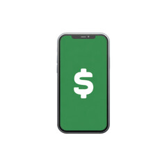 Fototapeta premium Modern Smartphone Displaying Dollar Sign on Green Background, Symbolizing Financial Technology and Digital Currency Concepts Transparent background or png