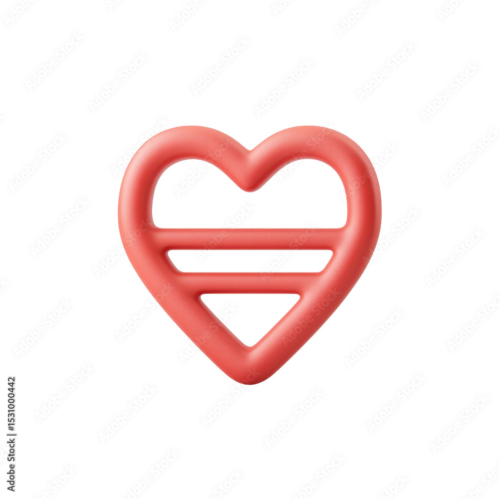 Poster heart-shaped symbol design with smooth curves in soft pink color on a transparent background for mod