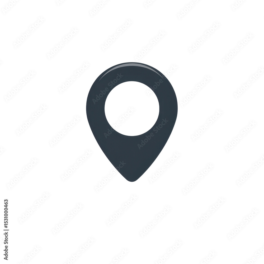 Poster simple dark circular map pin icon representing location marker in digital design for maps and naviga