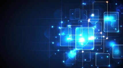 Abstract digital network design with glowing squares.
