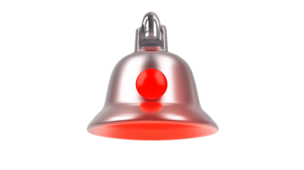 3D notification bell with red alert dot, social media alert concept, transparent background, PNG