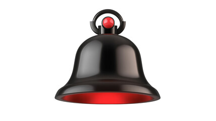 3D notification bell with red alert dot, social media alert concept, transparent background, PNG
