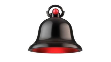 3D notification bell with red alert dot, social media alert concept, transparent background, PNG