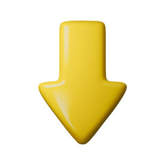 3d Glossy yellow downward arrow vector illustration, perfect for navigation, download icons, or infographic elements. Modern, vibrant design ideal for web and app interfaces.