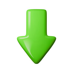 Bright green 3D arrow vector illustration pointing down, ideal for web icons, download indicators, and navigation symbols. Trending design for digital and business applications.