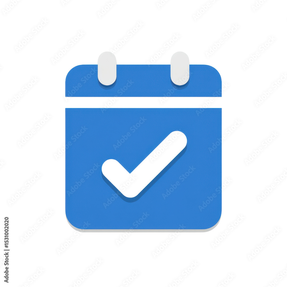 Poster simple and modern calendar icon with checkmark symbol representing planning and task completion in b