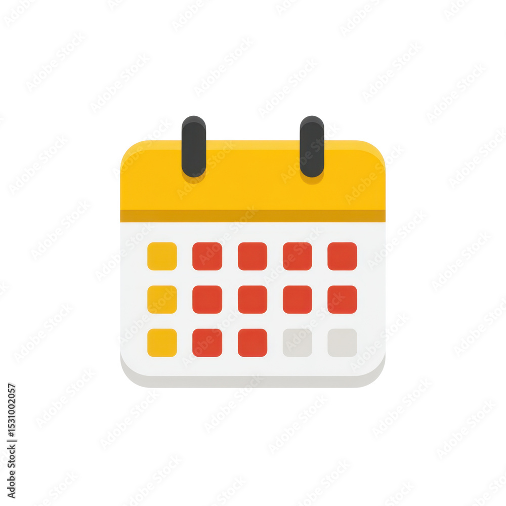Poster modern calendar icon featuring vibrant colors and a clean design for use in digital applications and