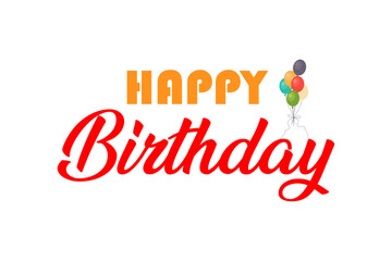 Colorful Happy Birthday Text with Balloons – Vector Celebration