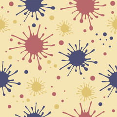 Colorful paint splatters seamless pattern isolated dynamic paint splatter with various colors