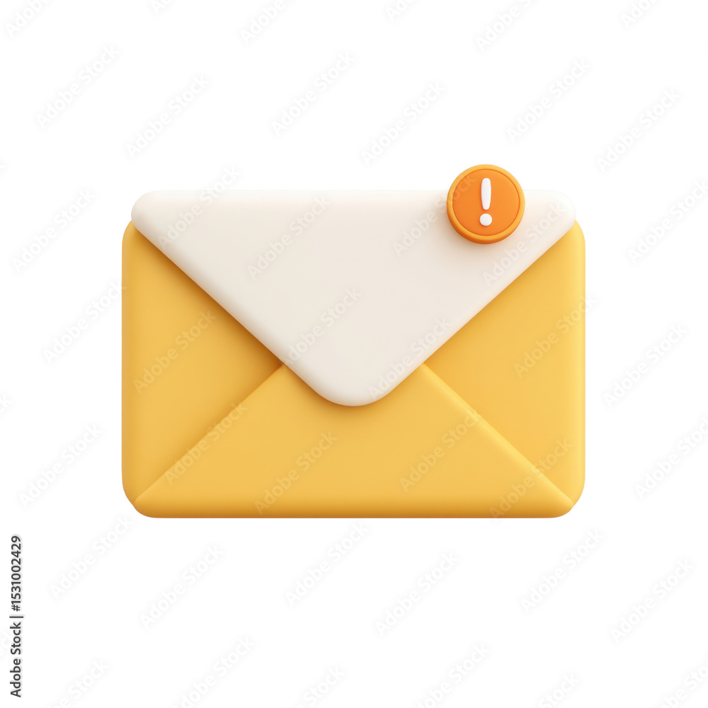 Aufkleber yellow envelope with a white flap and notification icon for communication and alerts in digital and 