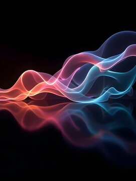 Abstract colorful streams reflected on black background