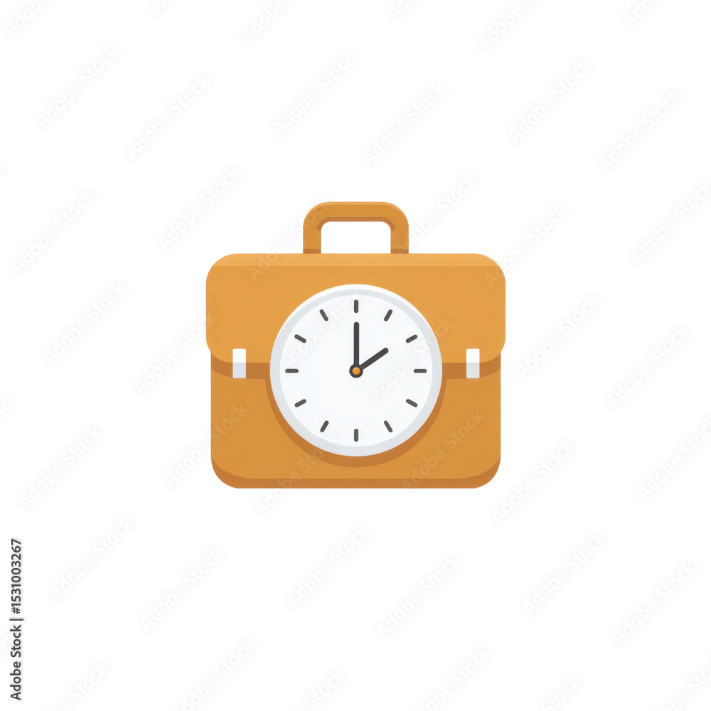 Poster orange briefcase with clock design representing time management and productivity concept in business