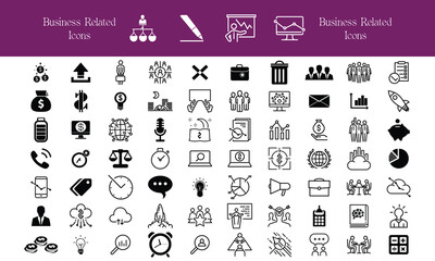 Business Icons Vector Collection – Finance, Office, Marketing, and Corporate Symbols